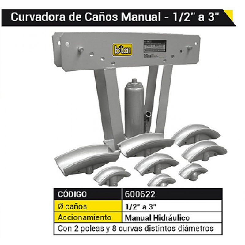 DOBLADORA DE CAÑO MANUAL 1/2" A 3"