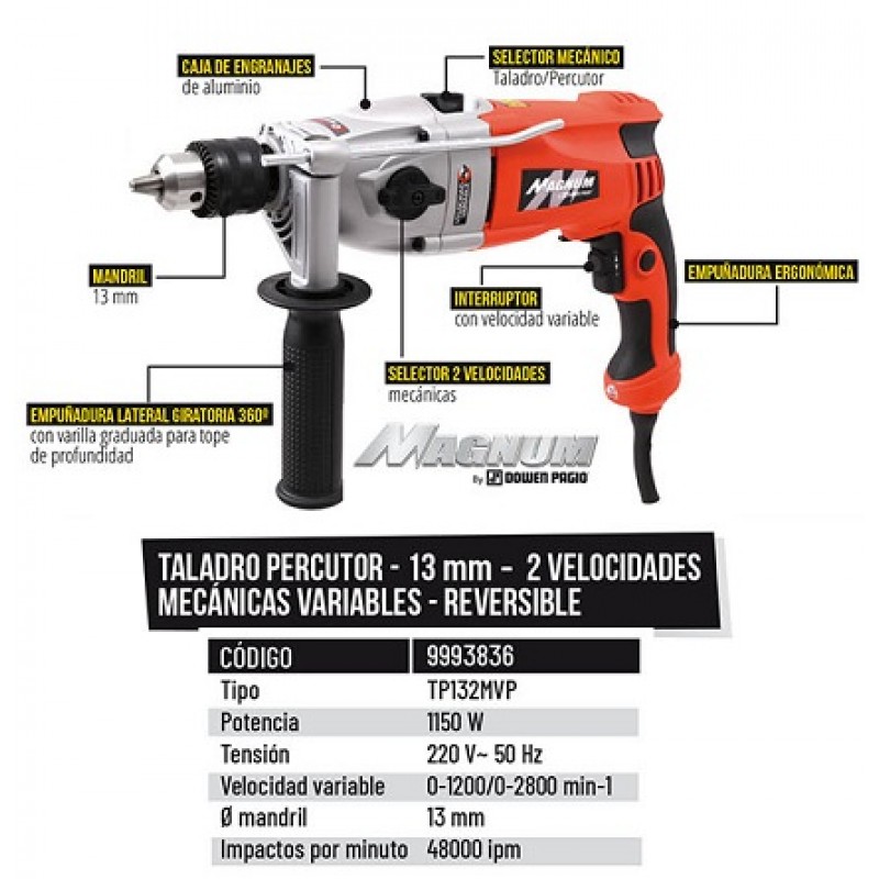 TALADRO 13MM.M-1150W.2V.MECANICA