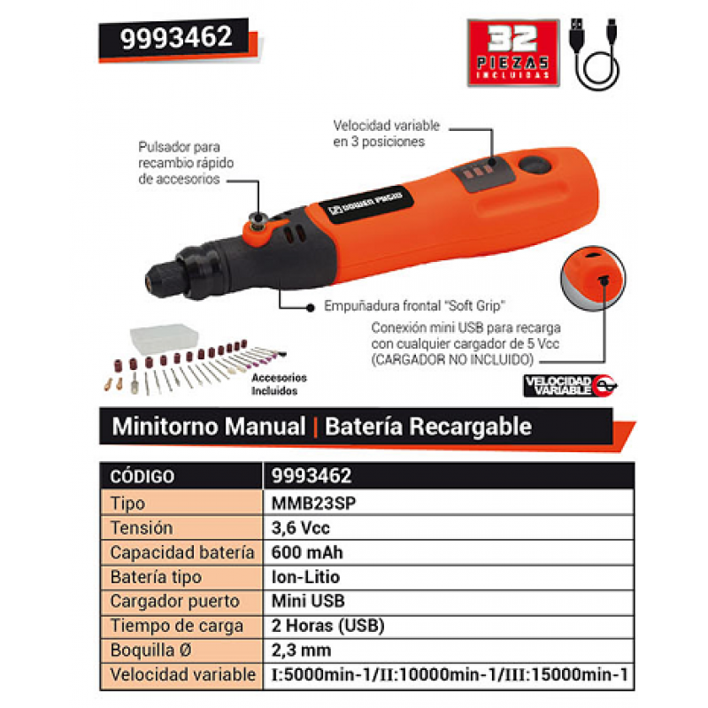 MINI TORNO BAT. 3.6V - 32 PZAS