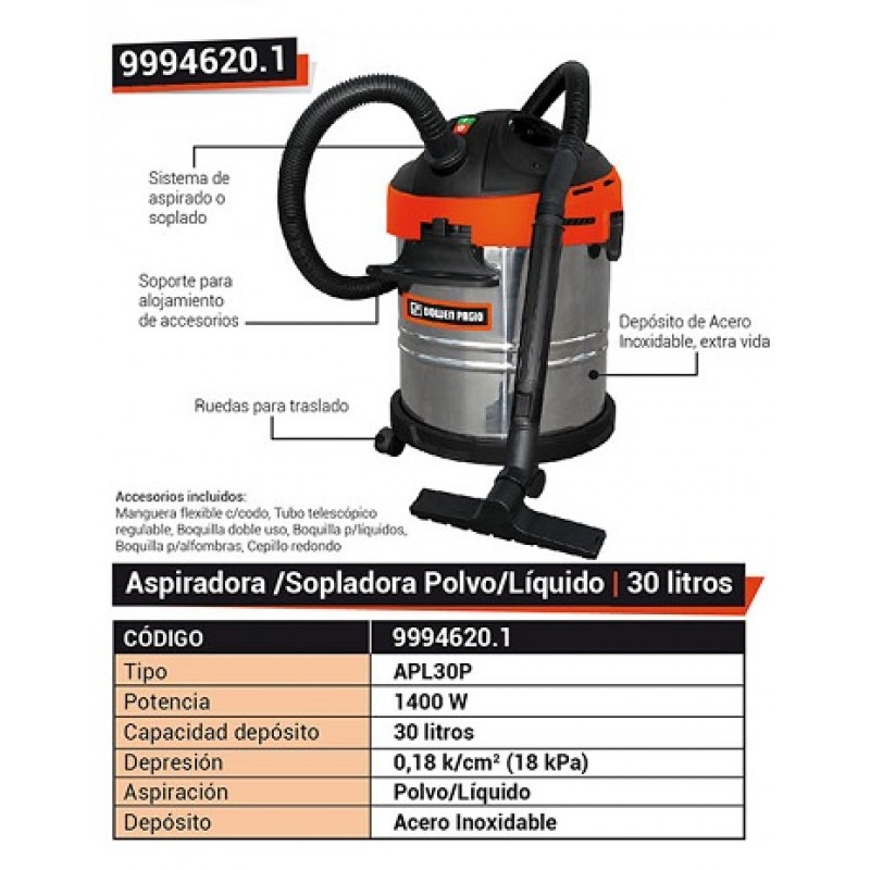 ASPIRADORA 30L.LIQ/POL.A.INOX