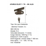 APAREJO ELECT. 1000KG. ALZA 6MTS.