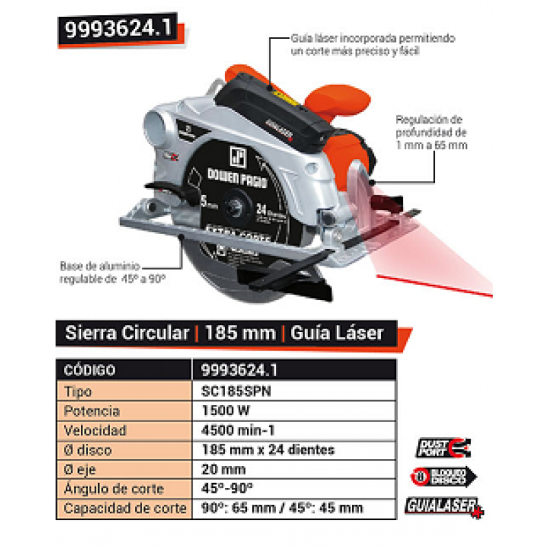 SIERRA CIRCULAR 7¼"1500W.LASER