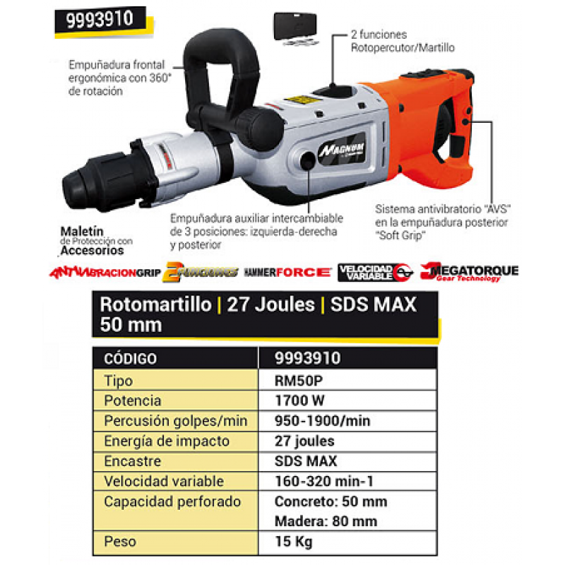 ROTOMARTILLO 1700W.SDS-MAX(27J)