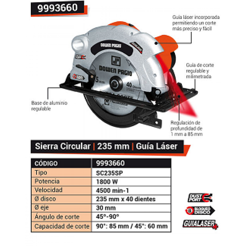 SIERRA CIRCULAR 9¼"1800W.LASER