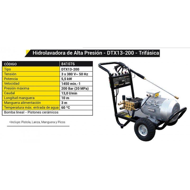 HIDROLAVADORA 205BAR 5.5HP. TRIFAS.380V.