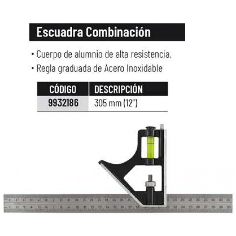 ESCUADRA COMBINACION 12" 300MM.