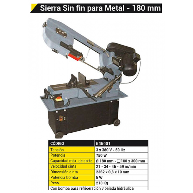 SIERRA SIN FIN METAL 180MM - 380V