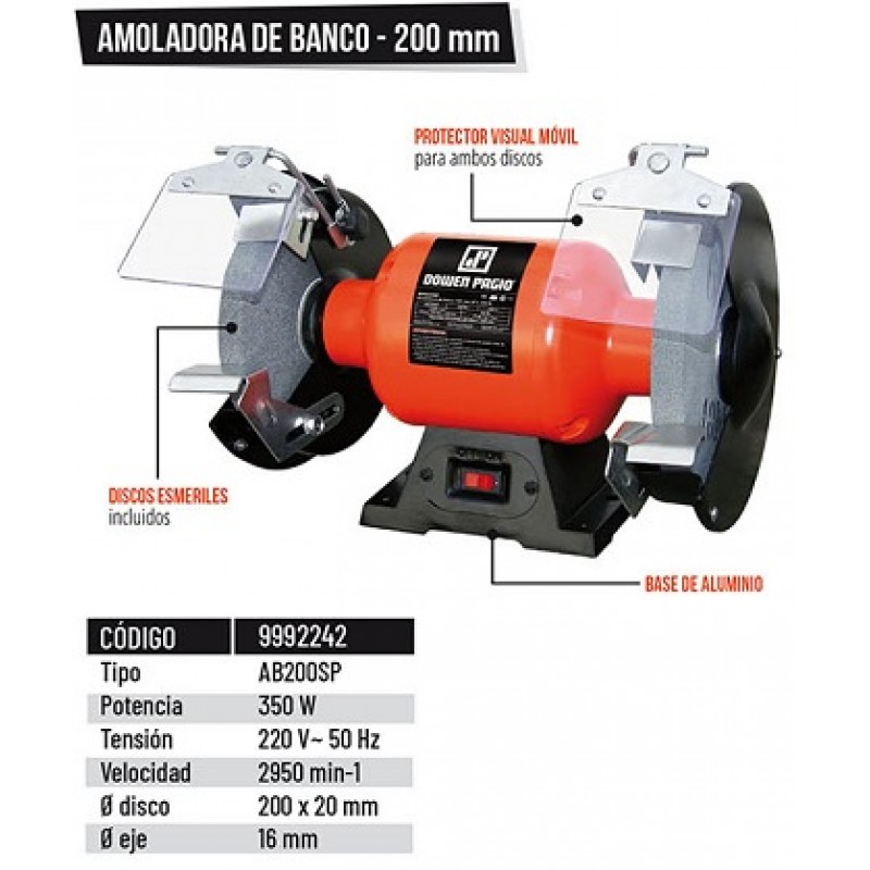 AMOLADORA DE BANCO 350W. (1/2HP)