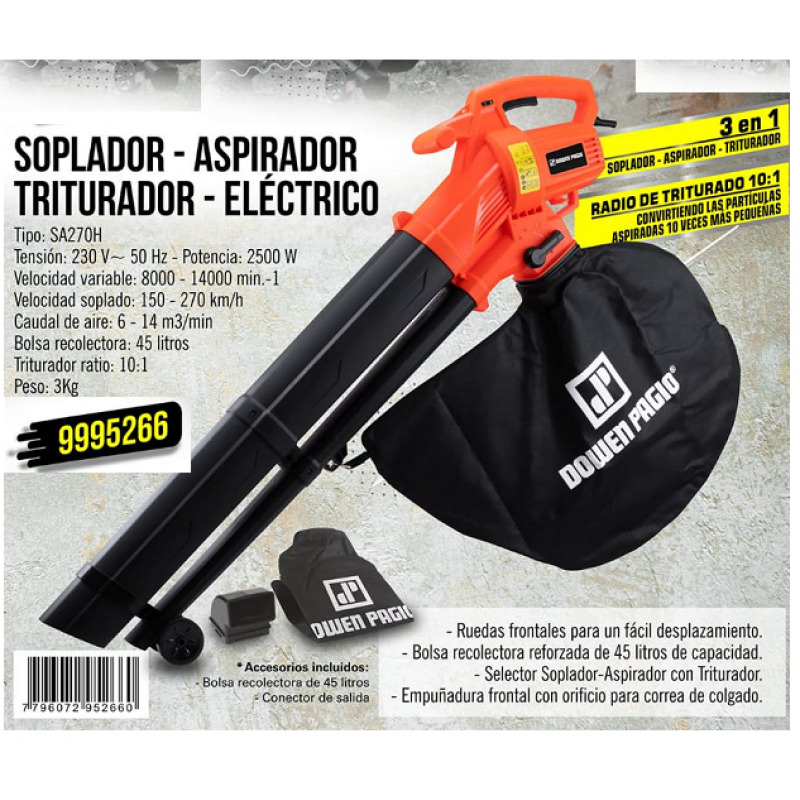 SOPLADOR-ASPIRADOR-TRITURADOR 2500W.