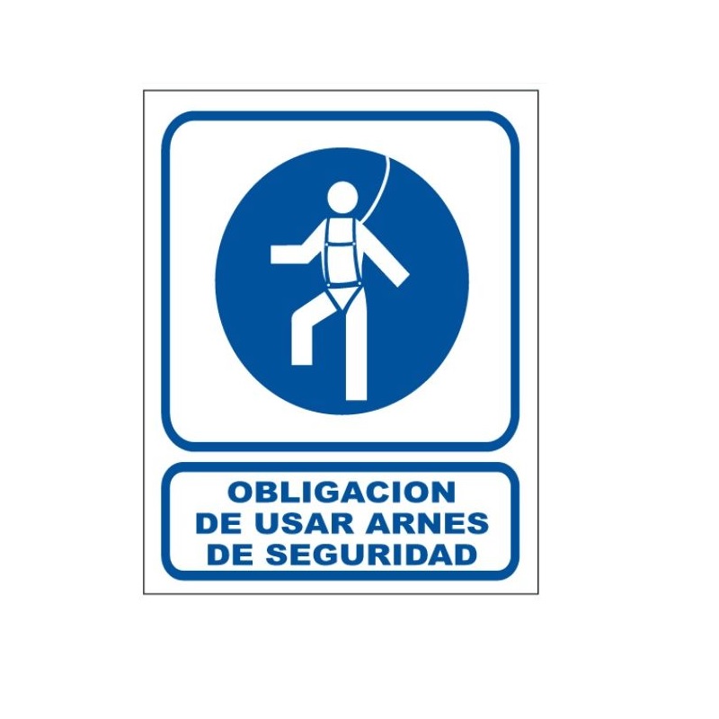 CARTEL ACRILICO USAR ARNES DE SEGURIDAD 40X45