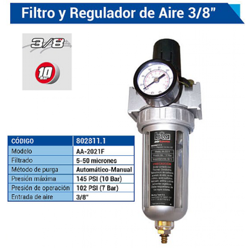 FILTRO REGUL.C/MAN/T/AGUA 3/8" (AA2021F)